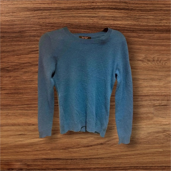 Lord and Taylor peacock blue 100% cashmere crew neck sweater - Picture 1 of 6